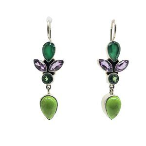 Nicky Butler Green Turquoise & Gem Earrings .925 Sterling Silver New